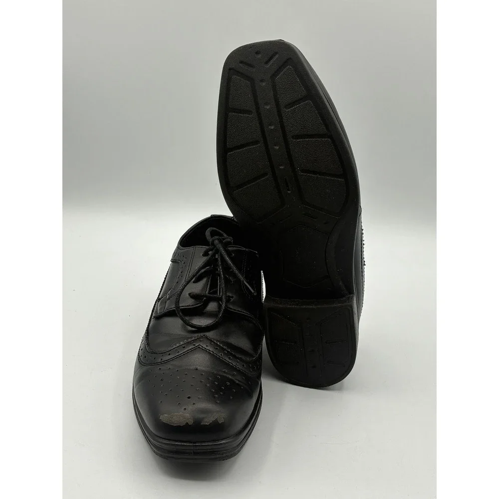 Deer Stags Boys Black Wingtip Oxford Dress Shoes Lace Up Brogue Size 4.5 M
